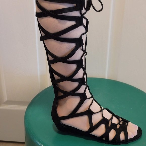 Black Gladiator Sandals - Picture 2 of 6
